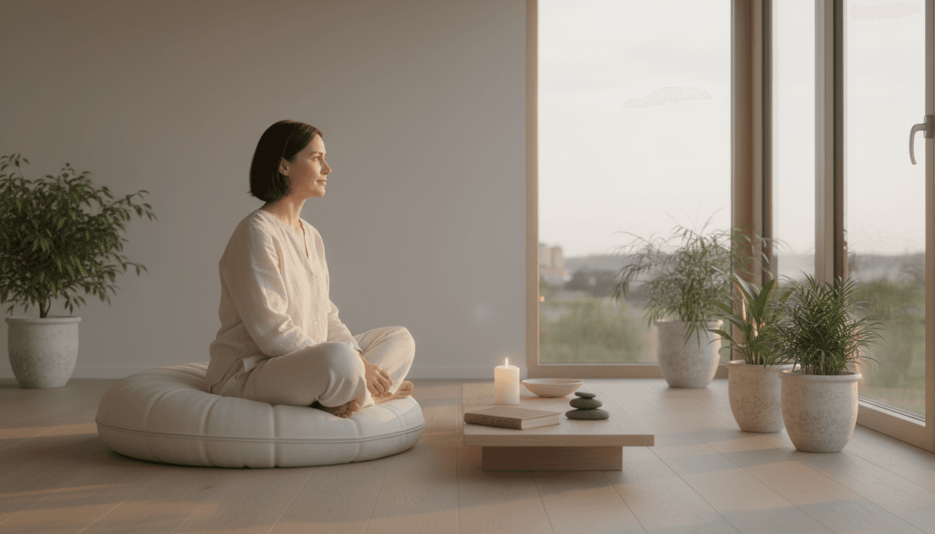 Woman practicing mindfulness and breathing exercise