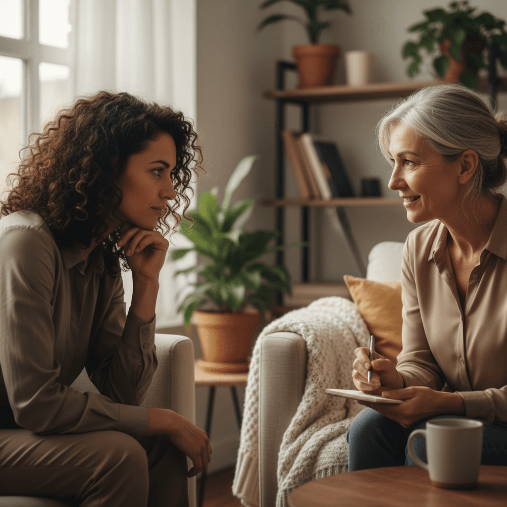 Wellness coach in session with client